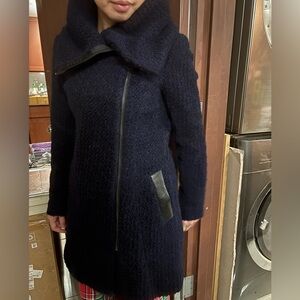 Cole Haan Navy Teddy Jacket with Black Accents